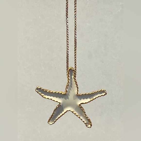 Large Starfish Brooch Pin Cream Gold Tone Statement Jewelry - Picture 3 of 8